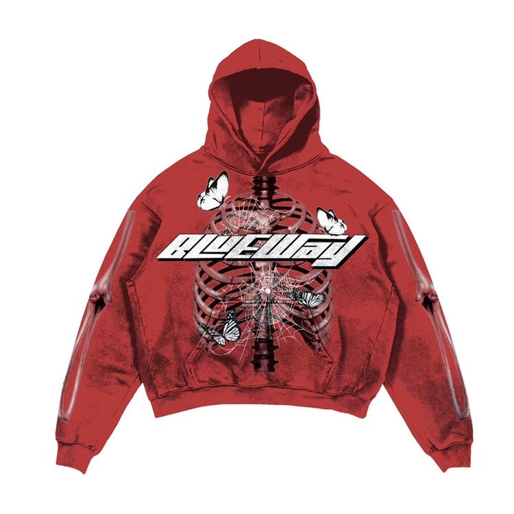 DIE4BLWY HOODIE SKELETON V1 - RED