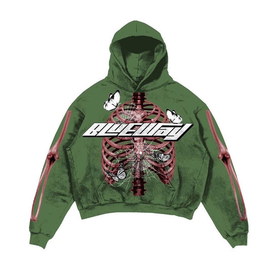 DIE4BLWY HOODIE SKELETON V1 - GREEN