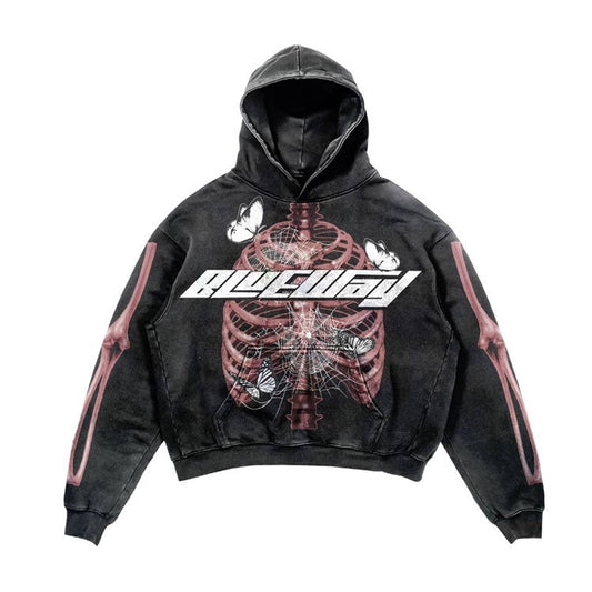 DIE4BLWY HOODIE SKELETON V1 - BLACK